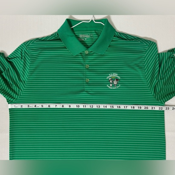 Nike Tour Performance 2014 US Open Pinehurst No. 2 Green Stripe Polo Shirt Large - Picture 8 of 11
